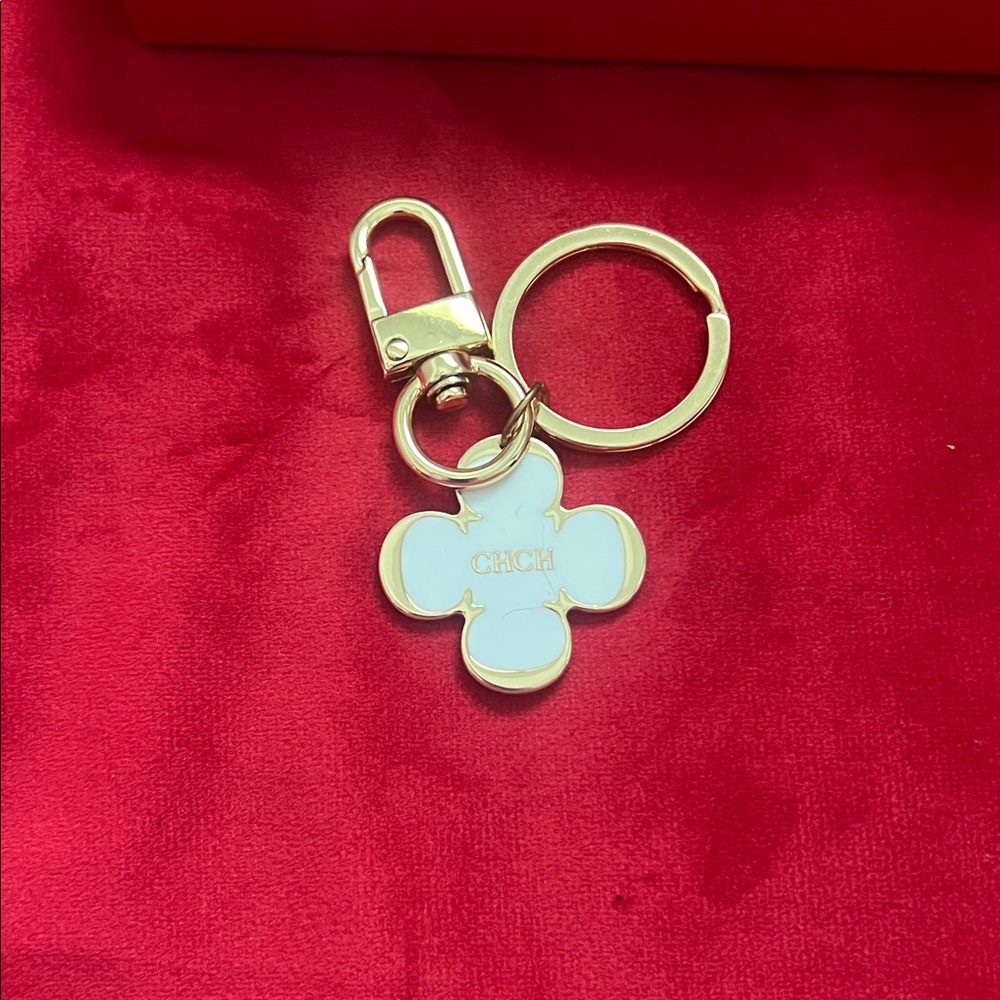 Gold and White Keychain